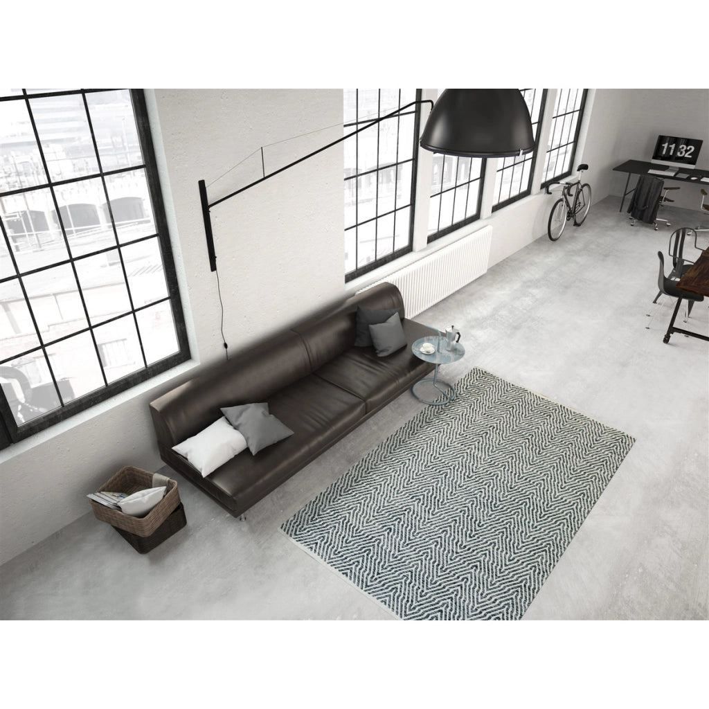 Tappeto Cocktail 400 in cotone blu a trama chevron