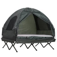 Set da Campeggio Tenda Letto 2 Persone Materasso Gonfiabile con Borsa per il Trasporto Polietilene Verde