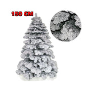 Trade Shop - Albero Di Natale 150cm Abete Snow Con Effetto Innevato Bianco Base A Croce -