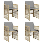 Sedie da Giardino con Cuscini 4 pz | Sedie da Esterno Beige Misto in Polyrattan