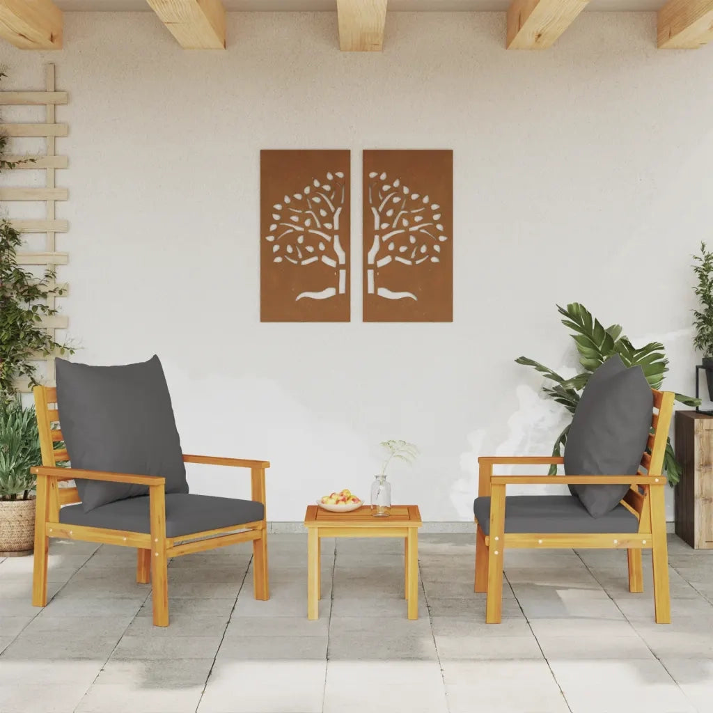 Poltrone da Giardino 2pz con Cuscino in Legno Massello Acacia 164776