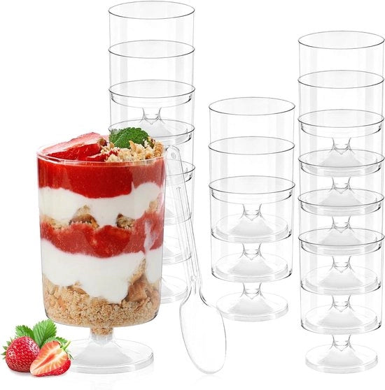 25 Dessertbakjes da 120 ml - Servizio per Mousse e Gelato - Vassoio trasparente in vetro per aperitivo