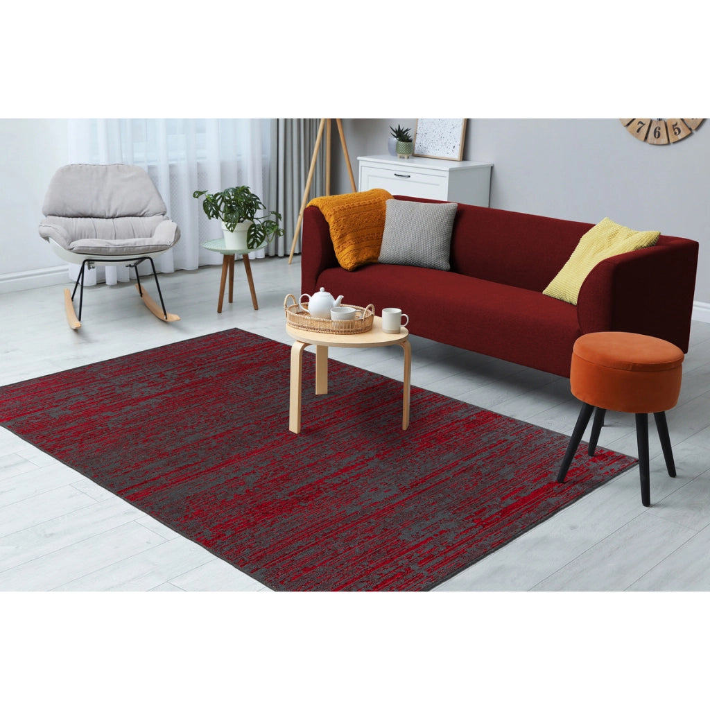 Tappeto Kalea 100 Rosso con Effetto Rilievo 120x170 cm