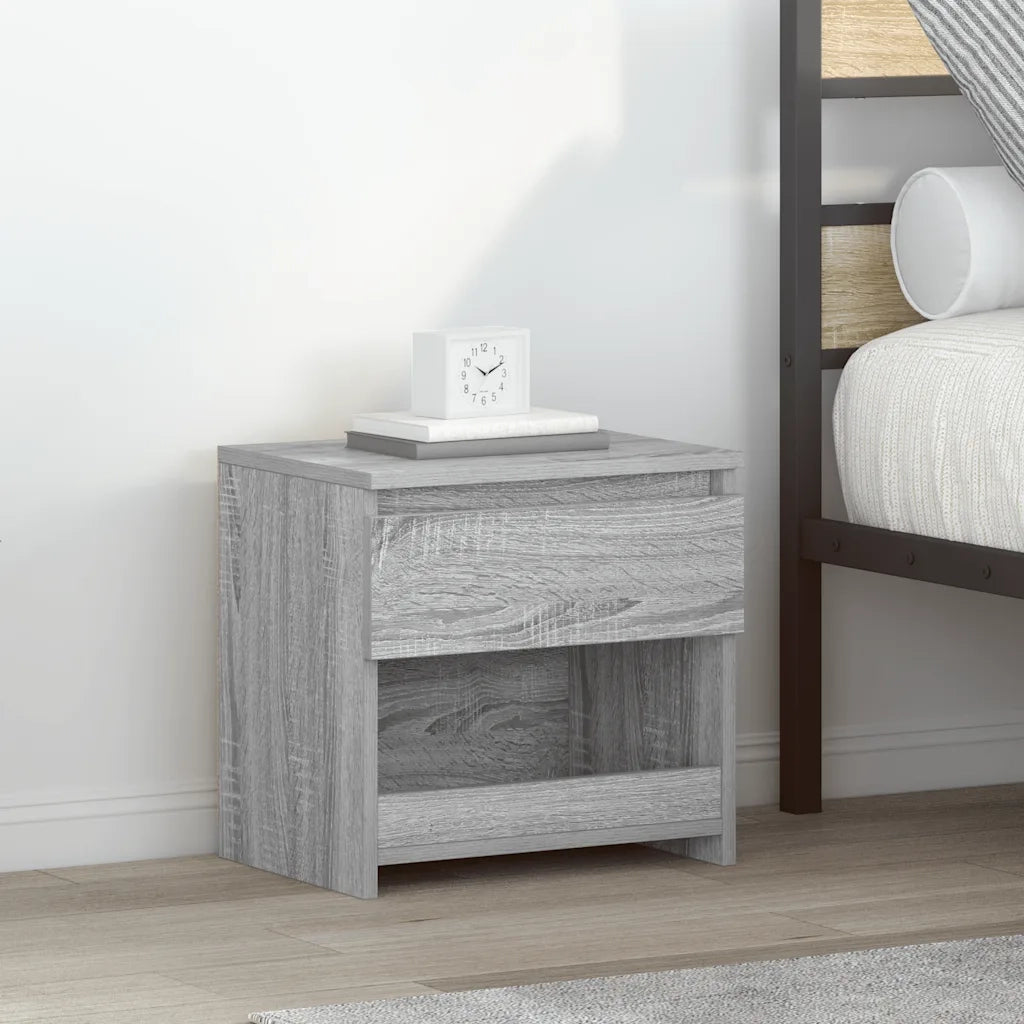 Comodini Rovere Grigio 2pz-Set di 2 Tavolino da notte 40x30x39 cm Legno Ingegnerizzato