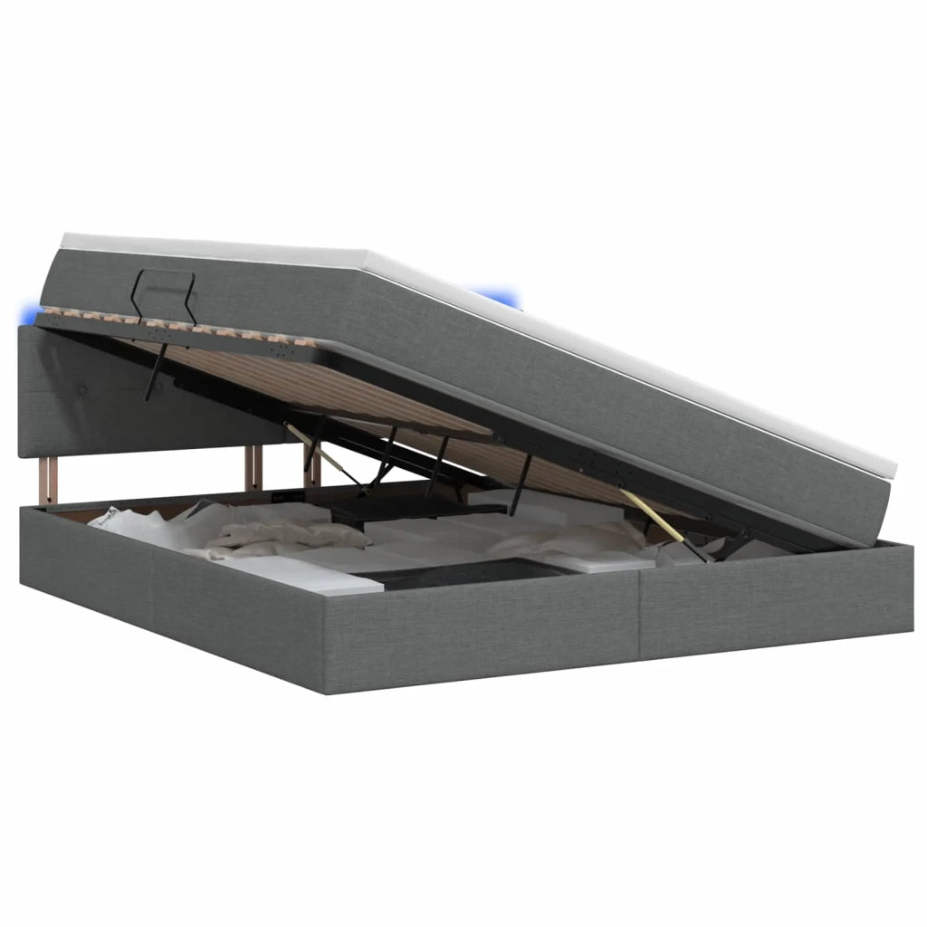 Letto con contenitore LED e materasso Grigio Scuro 140 x 200 cm 3459067