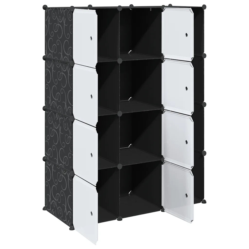 Armadio Modulare con 9 Scomparti 109x36,5x143 cm Nero e Bianco 240497