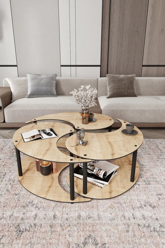 Set di tavolini in legno "Yin" 70 x 70 x 38 cm - Rovere