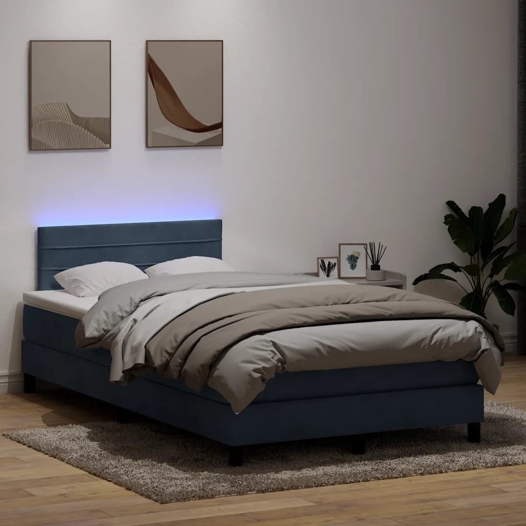 Letto a Molle con Materasso e LED Grigio Scuro 120x220 cm Velluto 3317020