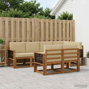 Set di divani da esterno 7 pcs Naturale e Beige Poliestere
