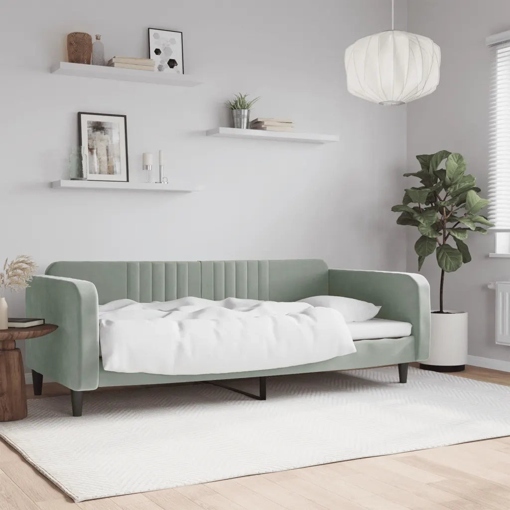 Letto da Giorno Grigio Chiaro 90x190 cm in Velluto 354099