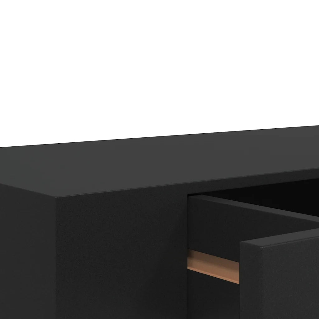 Mensola a Muro Galleggianti con Cassetto Nera 48x25x8 cm 288205