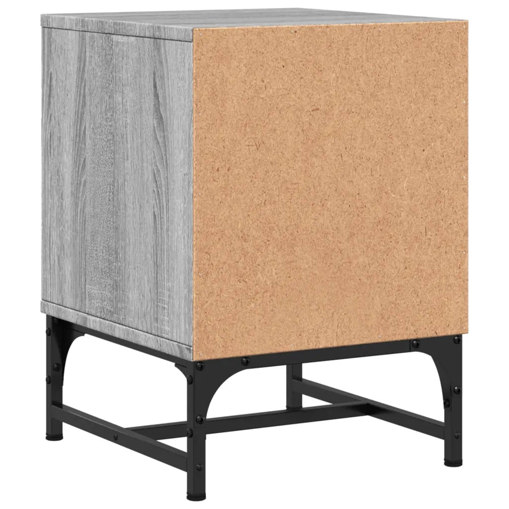 Comodini con Ante in Vetro 2pz-Set di 2 Tavolino da notte Grigio Sonoma 35x37x50 cm