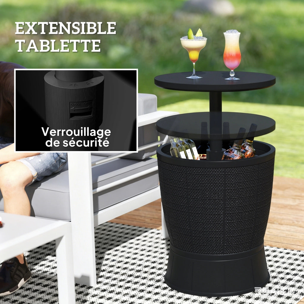 Tavolo da giardino con secco per ghiaccio ¨C zephmum ¨C nero, ?49x58-84cm