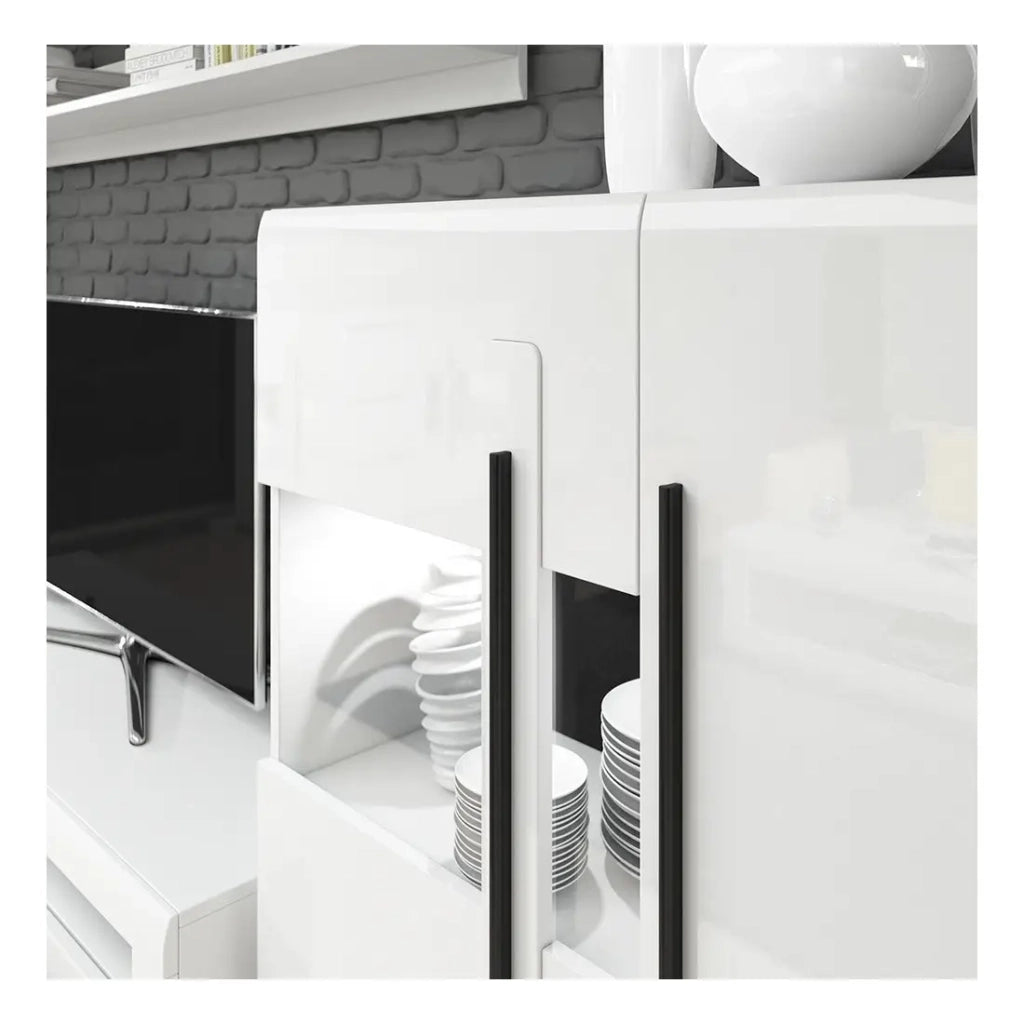 Vetrina design XL collezione BREDA. LED inclusi. Colori bianco opaco e bianco lucido.