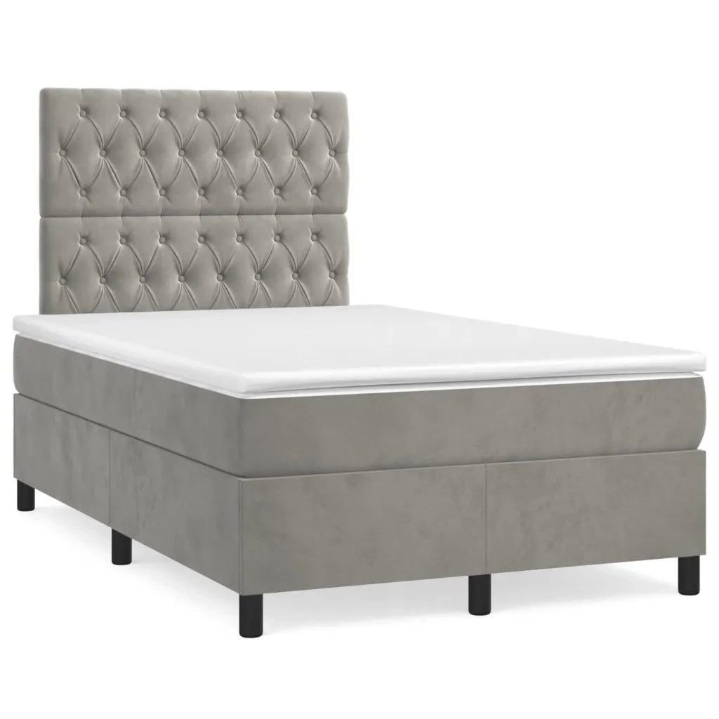 Letto a Molle Materasso e LED Grigio Chiaro 120x190 cm Velluto 3270329