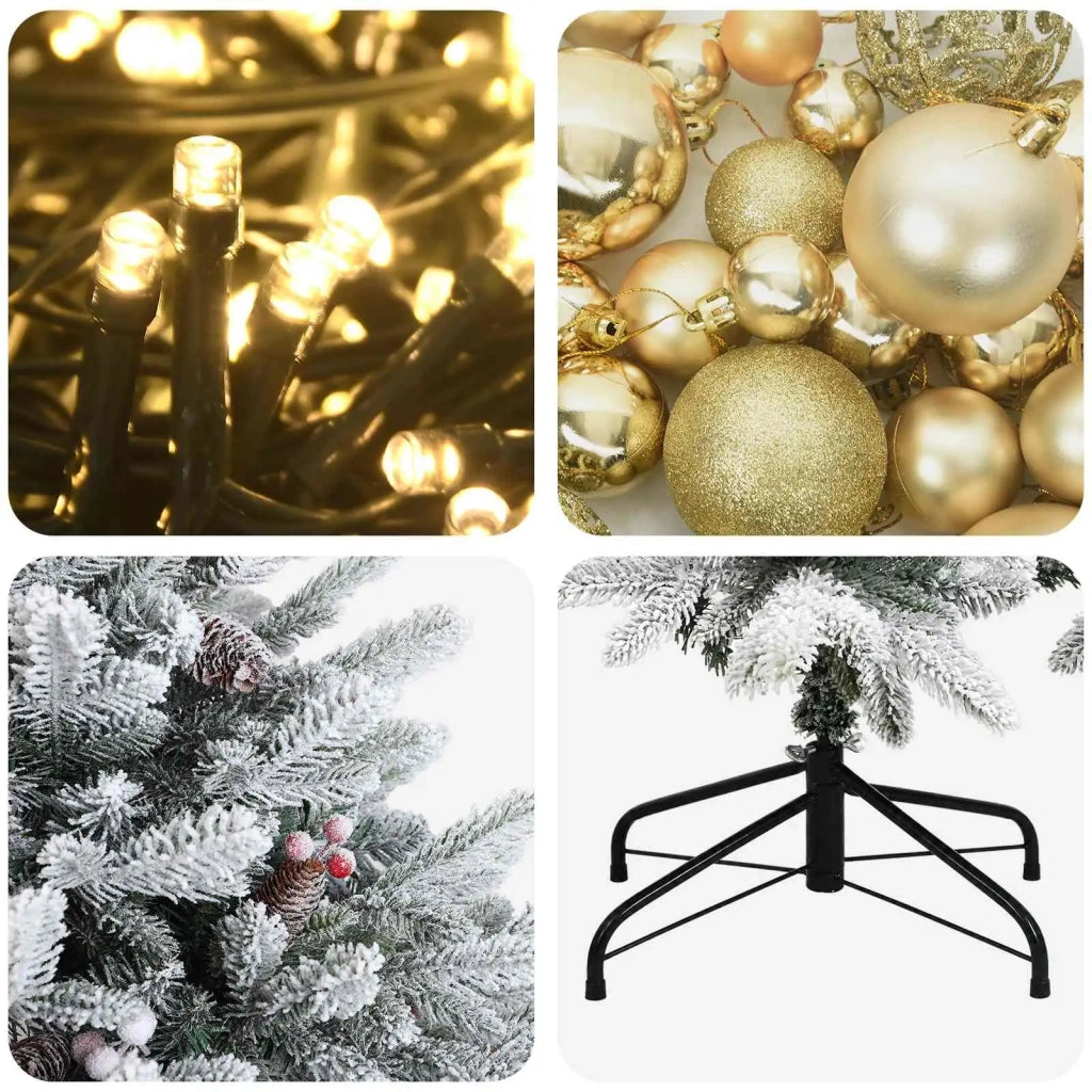 Albero di Natale artificiale con palline 120 cm 150 LED 3465679