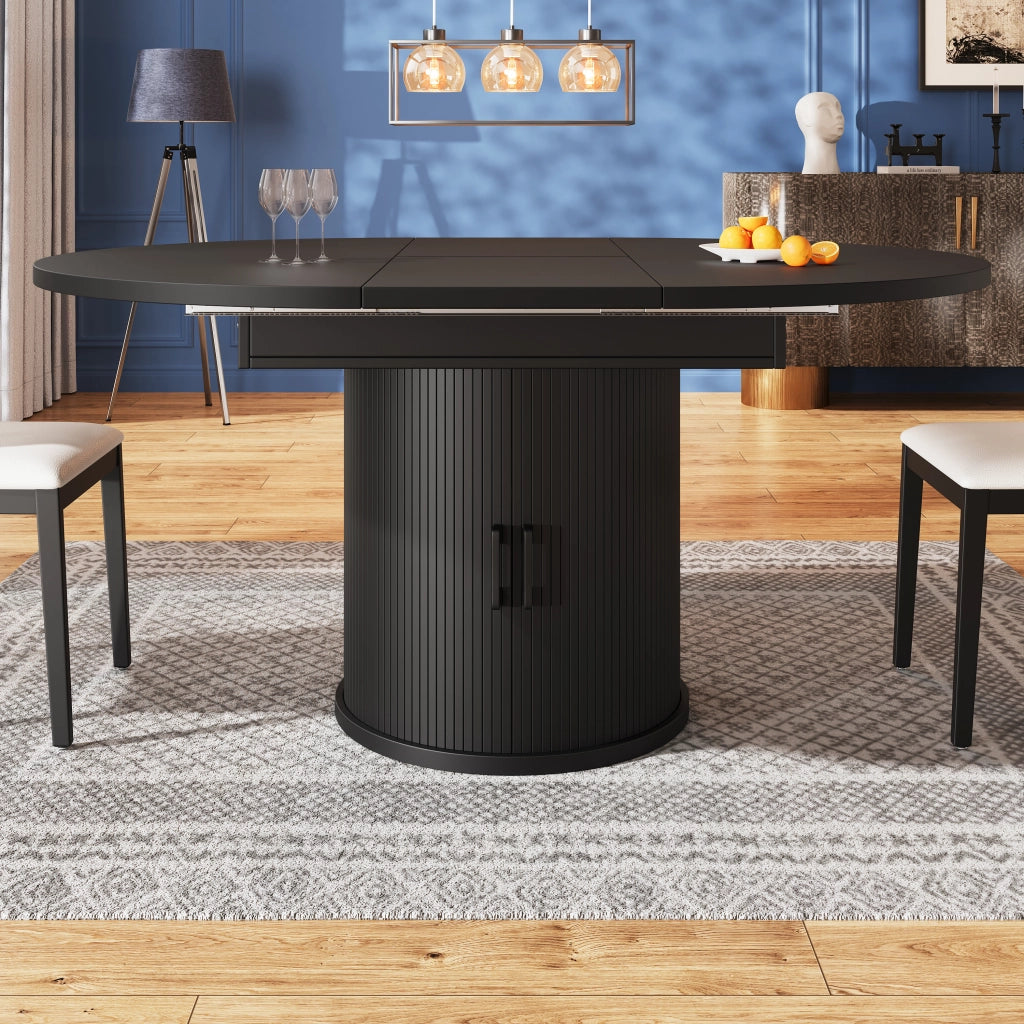 TAVOLO DA PRANZO ESTENSIBILE 118-158 cm Nero in MDF