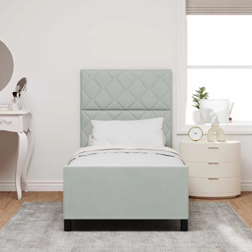 Letto a molle con testiera Grigio chiaro 100 x 200 cm Velluto 3344987