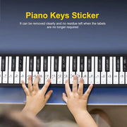 Pianostickers 88 tasti - Etichette numeriche rimovibili - Facili da installare - Disegno 2 in 1 - Adatto per pianoforte/chitarra elettrica - Nessun residuo residuo - Pianostickers