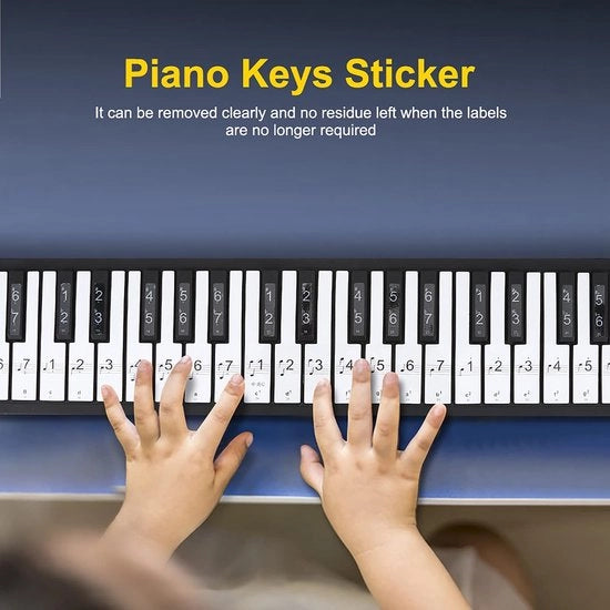 Pianostickers 88 tasti - Etichette numeriche rimovibili - Facili da installare - Disegno 2 in 1 - Adatto per pianoforte/chitarra elettrica - Nessun residuo residuo - Pianostickers