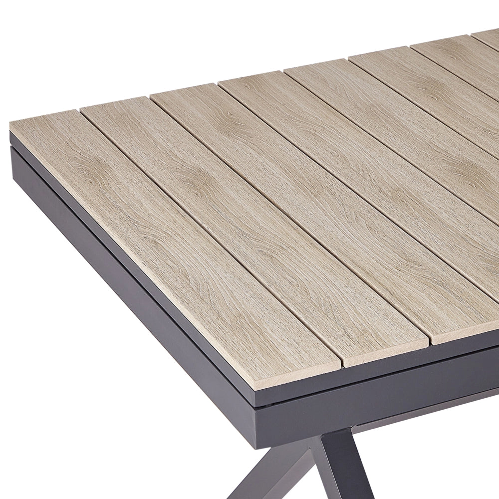 Tavolo da giardino allungabile in alluminio legno chiaro e grigio grafite 184x242 x 90 cm Mobili da giardino per esterni in stile moderno