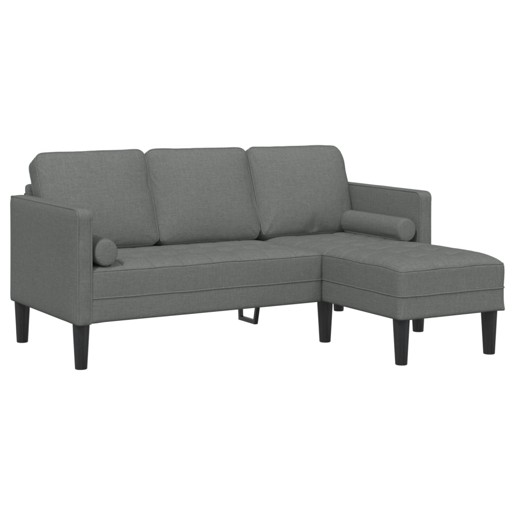 Set di divani 2 pezzi con cuscini in tessuto grigio scuro
