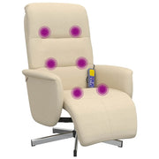 Poltrona Reclinabile Massaggiante | Sedia Relax con Poggiapiedi Crema Tessuto