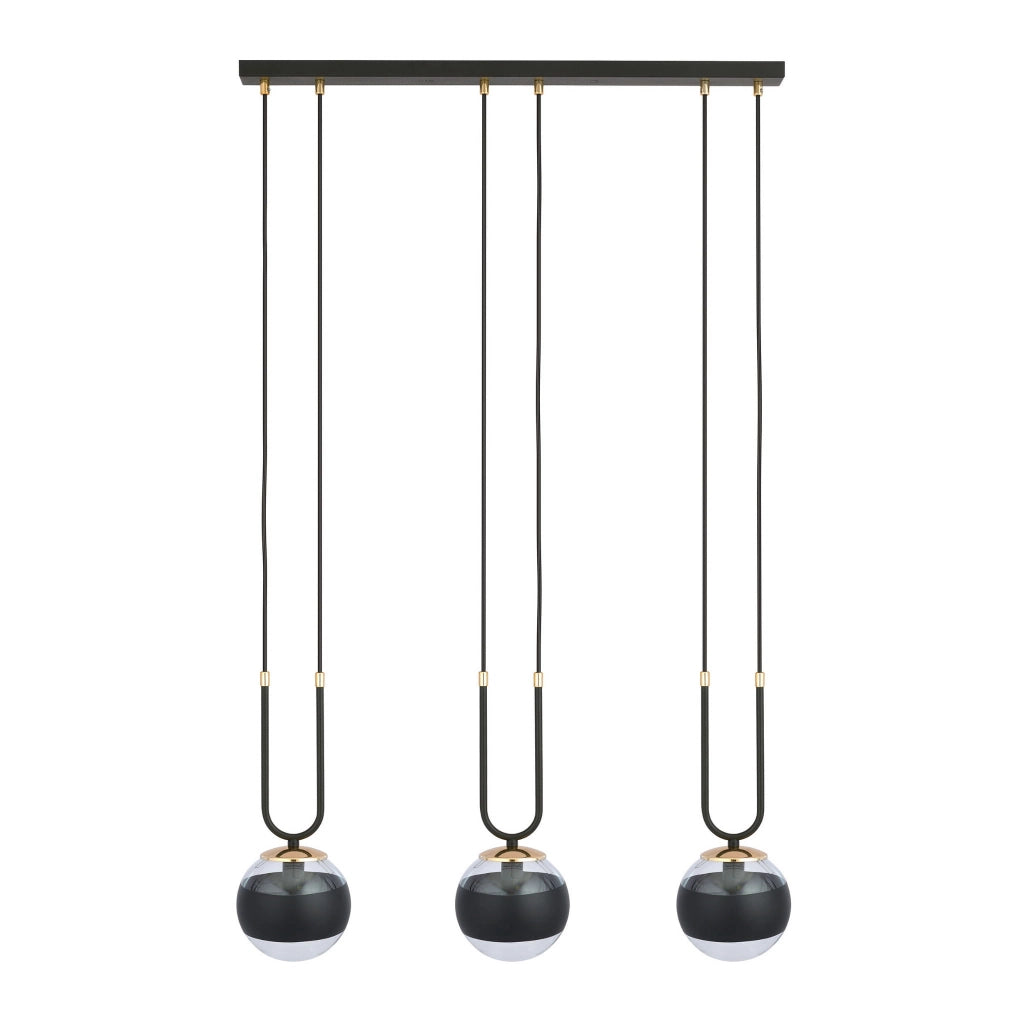 Lampadario Emibig Glam 3, 3xE14 nero/oro vetro dimmerabile