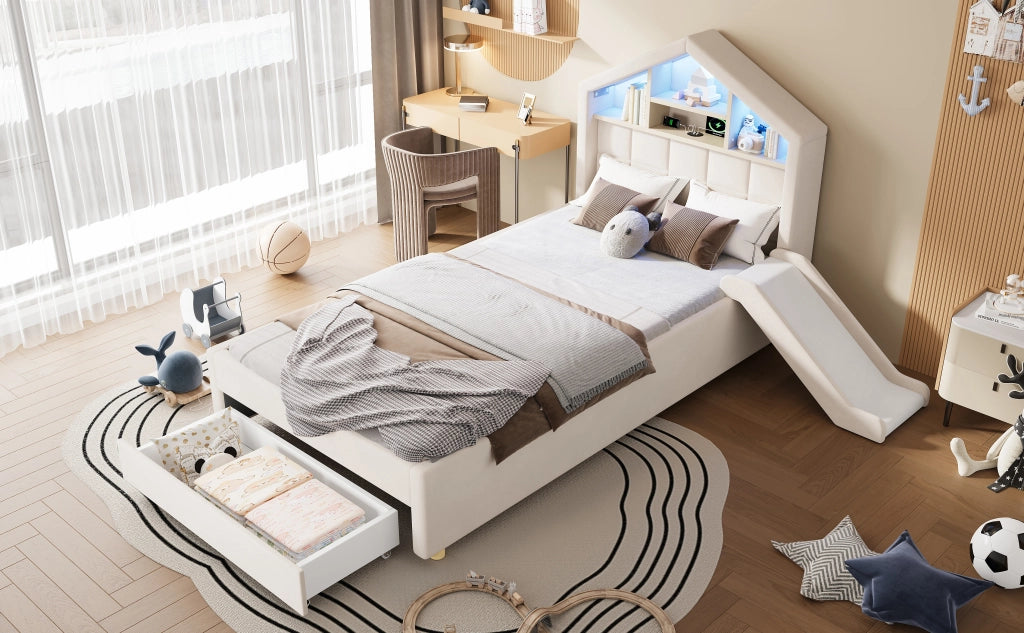 letto per bambini velluto beige 156 x 214 cm