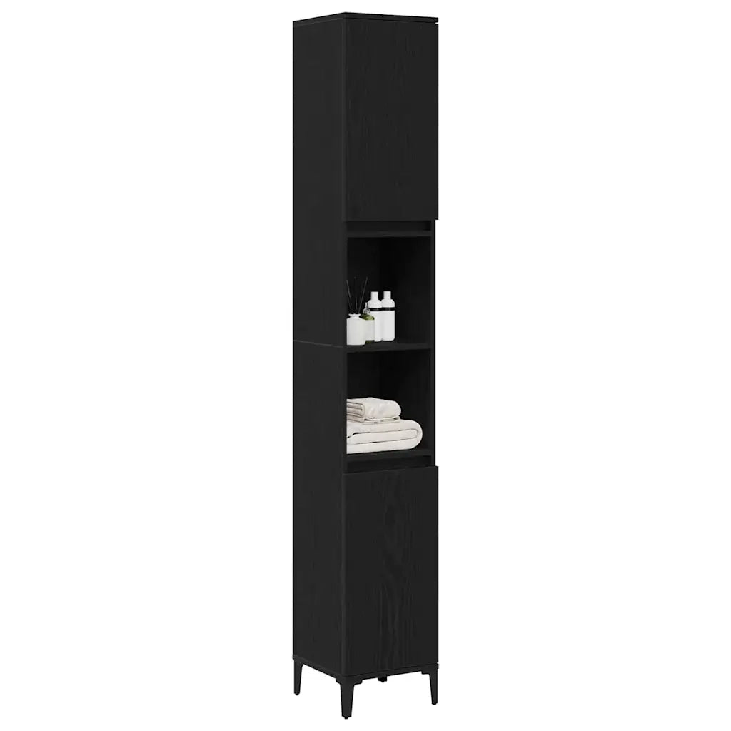 Mobile da Bagno Rovere Nero 30 x 30 x 190 cm Legno multistrato 862806