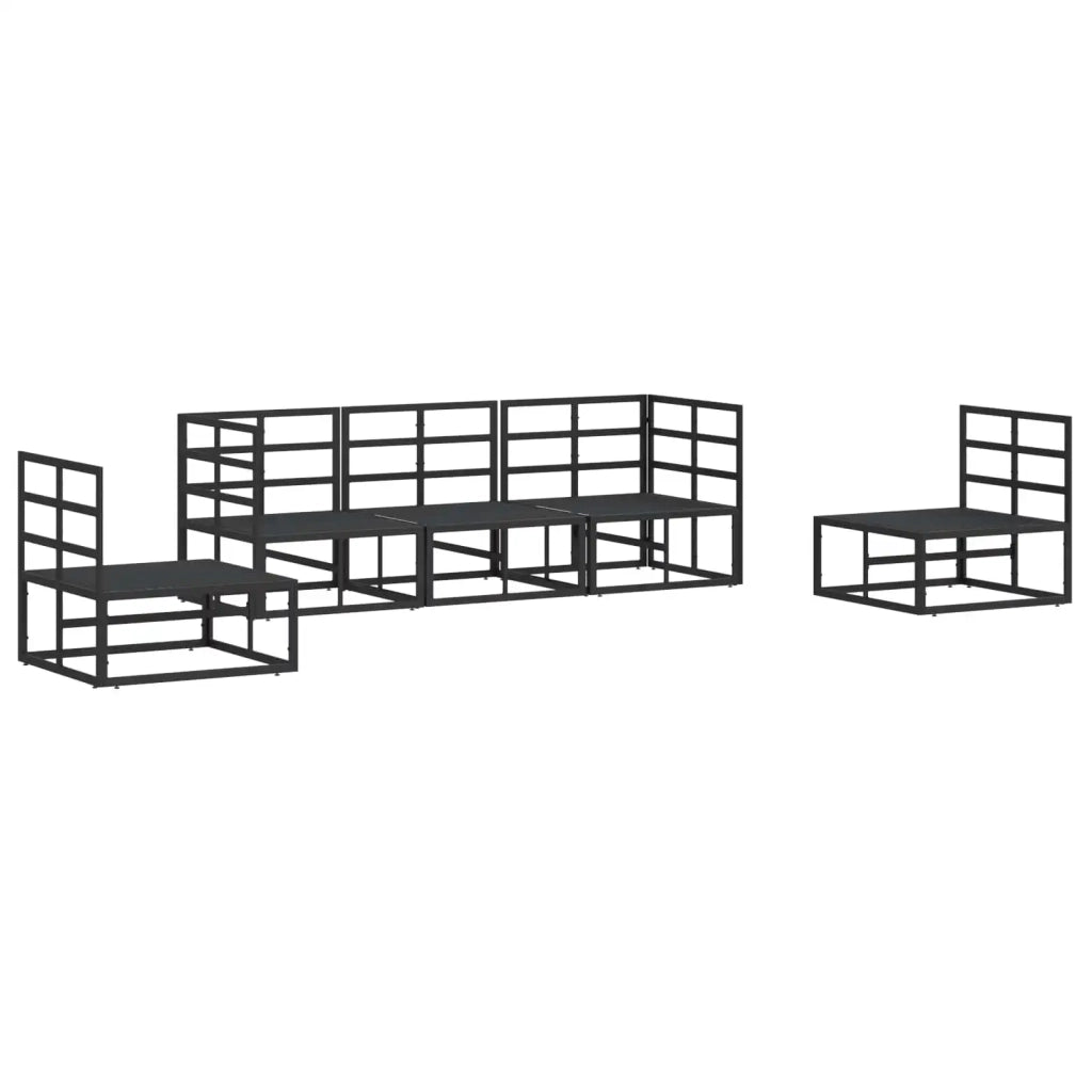 Set Divano da Giardino con cuscino 5 pcs Nero Alluminio 3378846