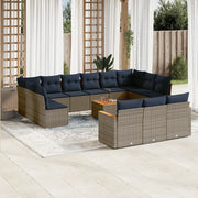 Set Divani da Giardino 14 pz con Cuscini Grigio in Polyrattan 3226467