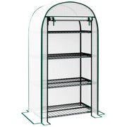 Serra da Giardino Verticale 80x50x160 cm con 4 Ripiani in Metallo e Copertura in PE Bianco