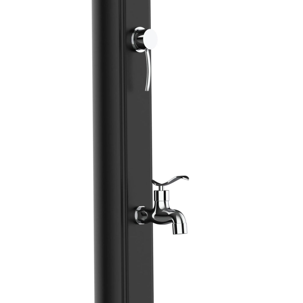 Doccia Estiva Esterna Nera in Polietilene HD con Riscaldamento Solare Altezza 226 cm Serbatoio 25 Litri Ideale per Giardino e Piscina STARMATRIX Rio Black