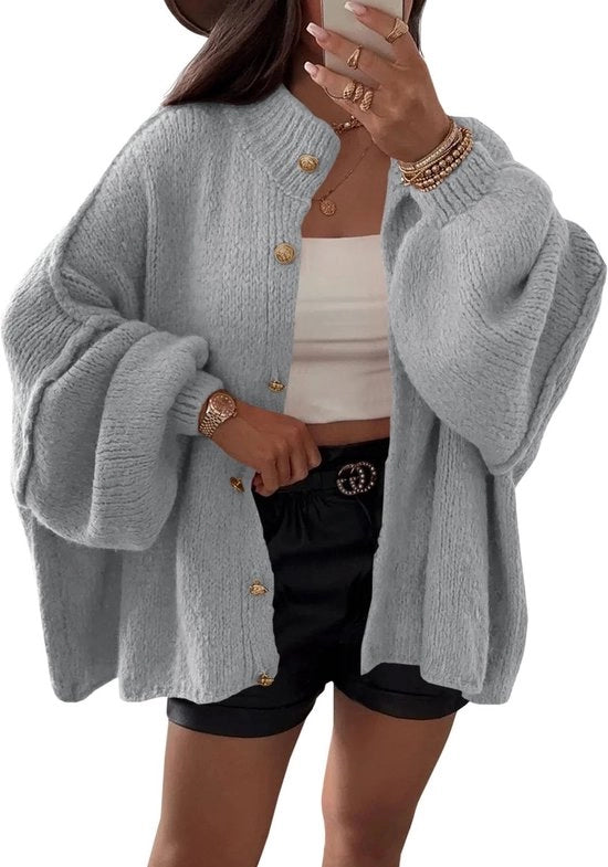 Vest Oversized con Lunghe Maniche - Stile Boyfriend - Chiusura Aperta - Cardigan Caldo e Comodo