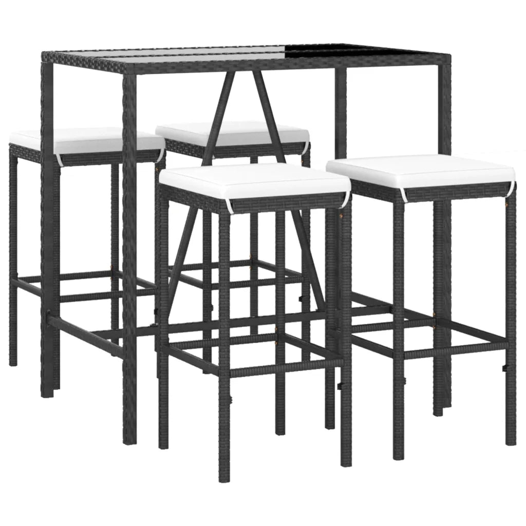 Set Bar da Giardino 5 pz con Cuscini in Polyrattan Nerocod mxl 100682