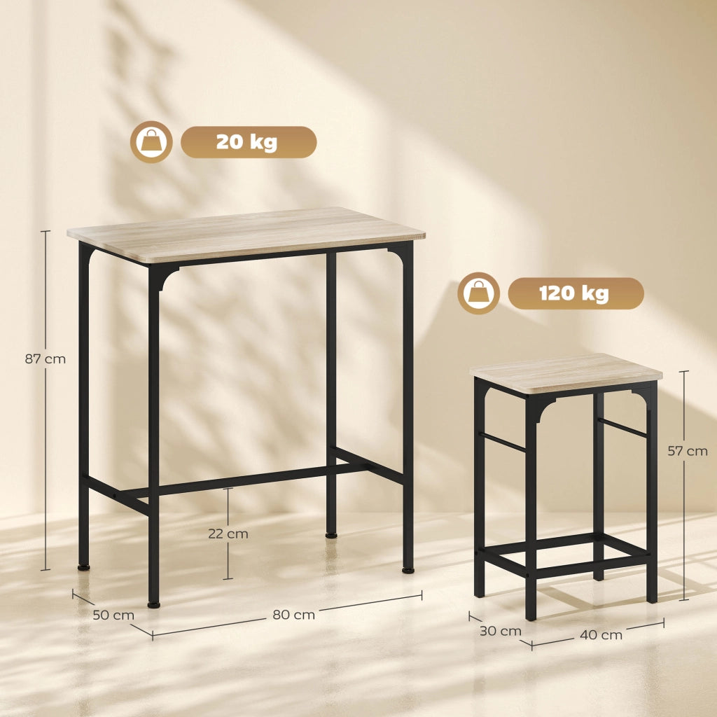 Set tavolo bar con 2 sgabelli ¨C Xylo ¨C telaio acciaio effetto legno naturale