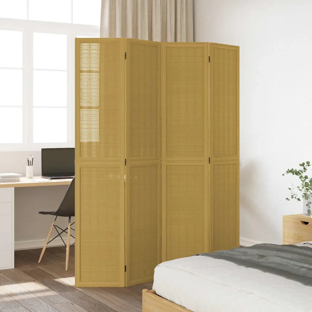 Divisorio Ambienti | Divider per stanze | Paravento 4 Pannelli Marrone Legno Massello Paulownia