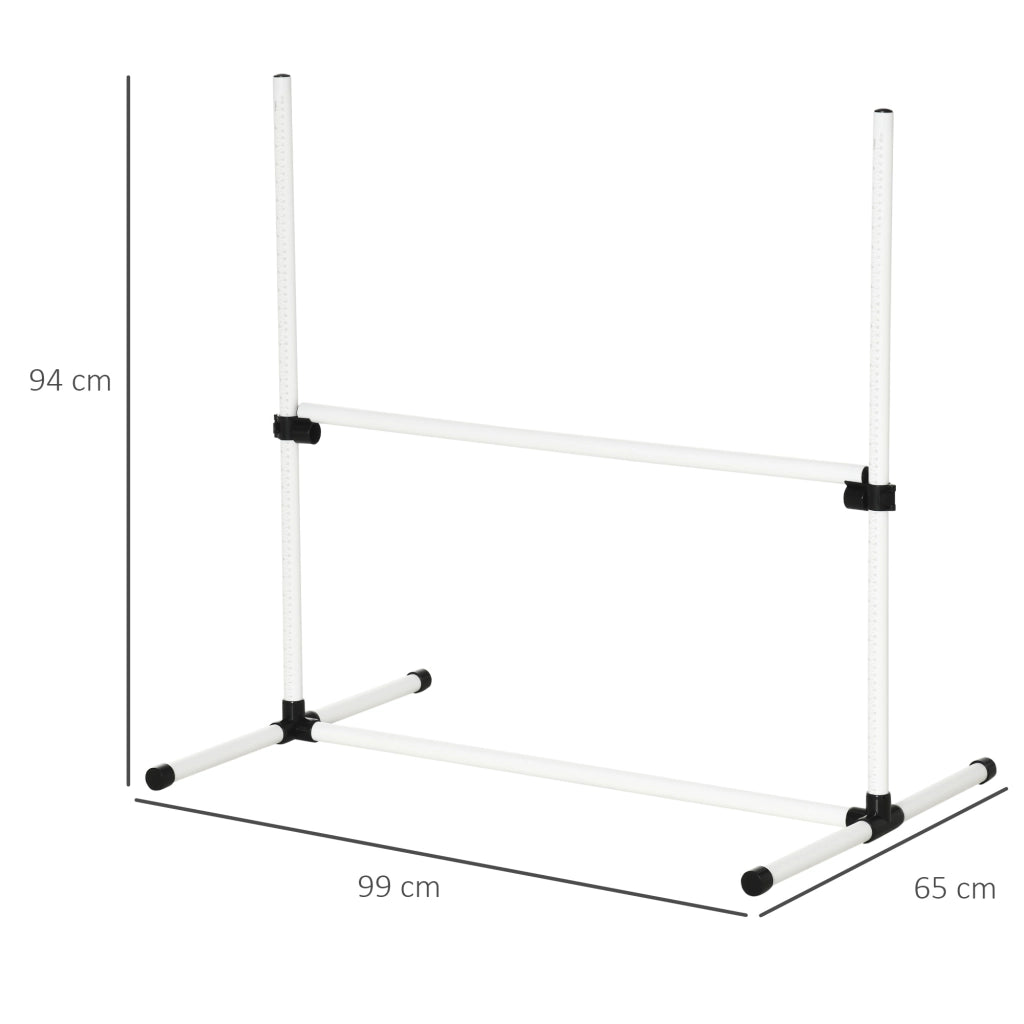 Set agility per cani con 4 ostacoli, 2 bastoni slalom e 4 picchetti, plastica bianca, altezza regolabile e borsa