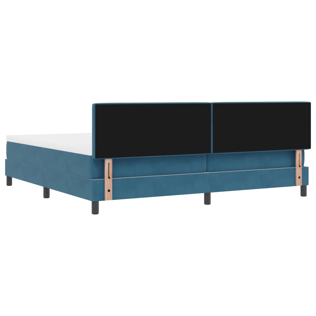 letto box spring  con materasso e LED blu scuro 200x200 cm in velluto