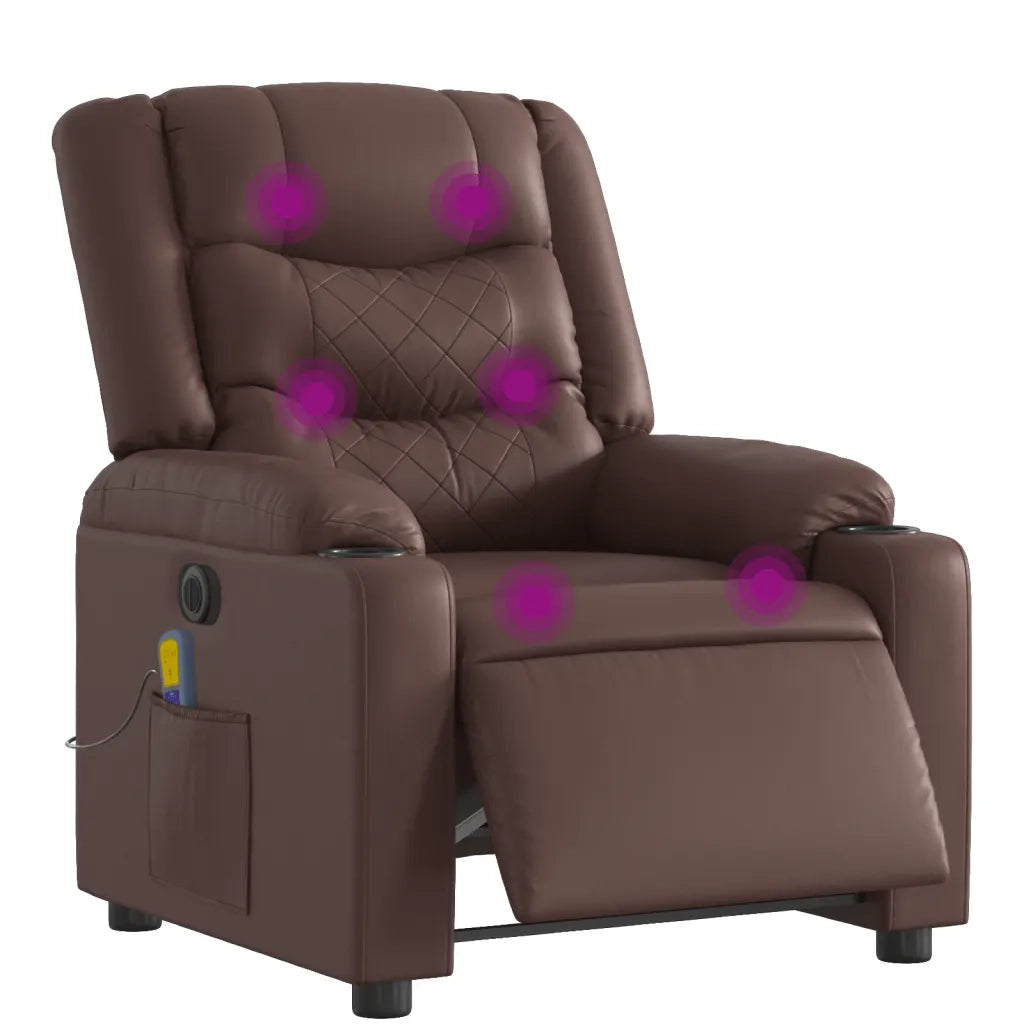Poltrona Massaggiante Elettrica Marrone in Similpelle 3206549