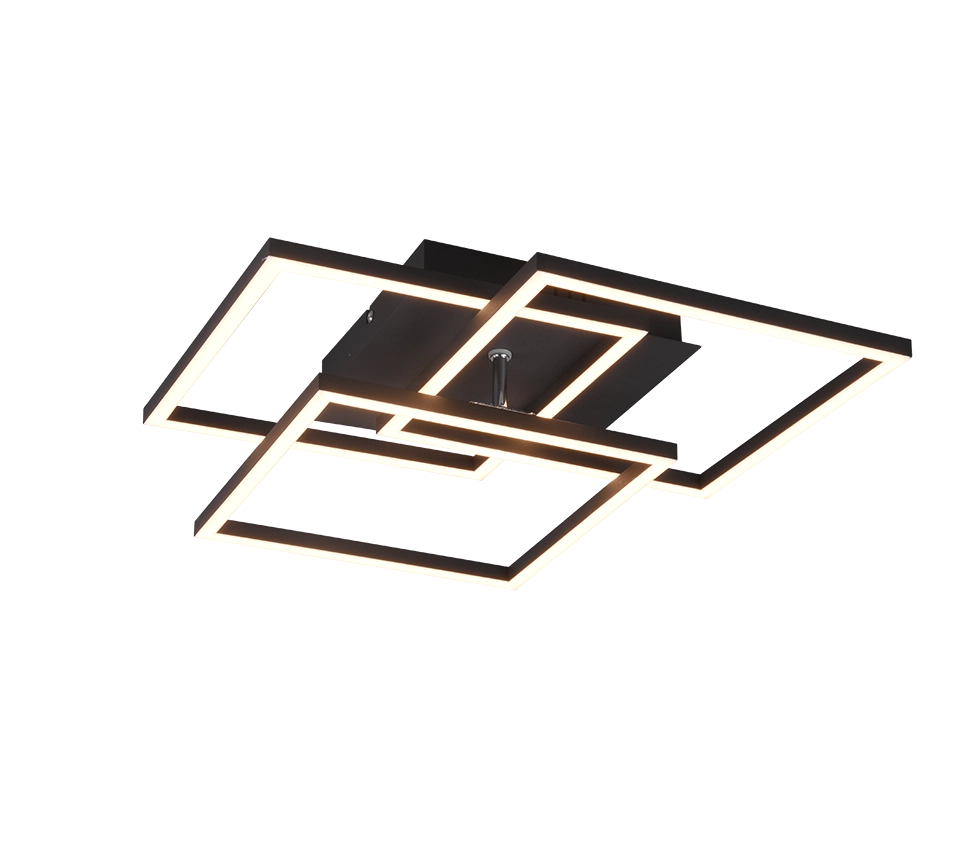 Plafoniera LED 3 quadrati, metallo, nero, L 39 cm, Mobile