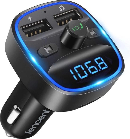 Trasmettitore FM Bluetooth 5.0 per Auto - Adattatore per Radio Auto a Rete con USB & Riproduttore MP3, Supporto per Carte SD & Stick USB, Chiamate a Mano Libera