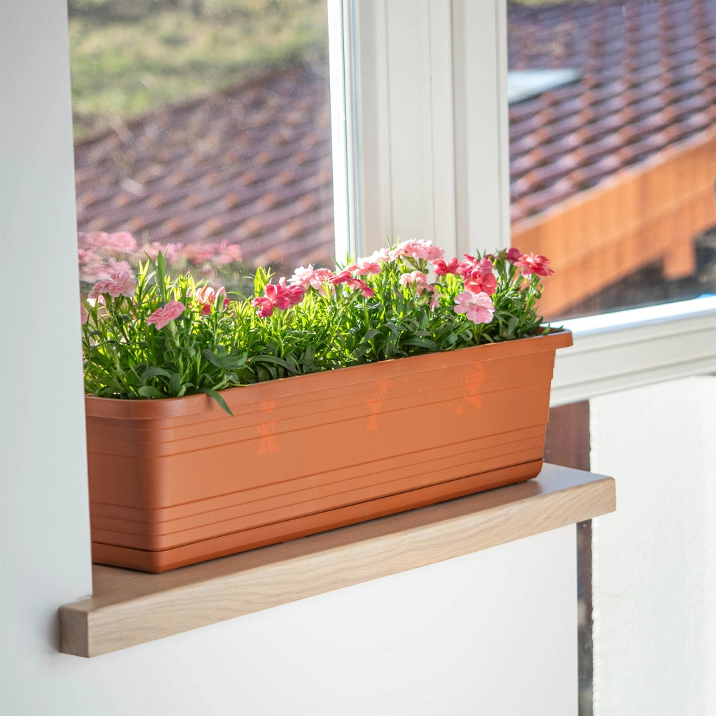 Vaso da fiori per balcone KADAX, 50 cm + sottovaso rosso mattone