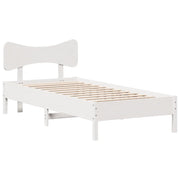 Letto singolo | Letto per adulti | Giroletto senza Materasso Bianco 90x200 cm Legno Massello Pino