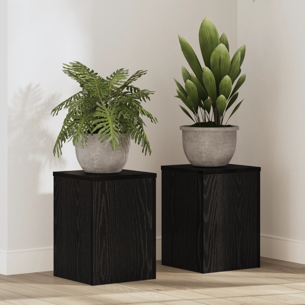 Supporti per piante 2 pcs Rovere Nero 25x25x35 cm Legno ingegnerizzato