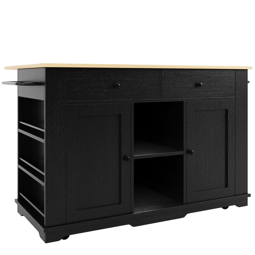 Tavolo da Cucina con Ruote e Piano in Legno ¨C MINIMAL ¨C Nero