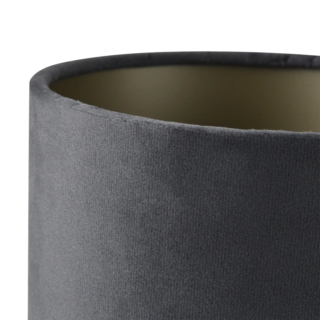 Lampada Deventer da Tavolo Comodino con Paralume Cilindrico in Flanella - Nero/Grigio lux.pro