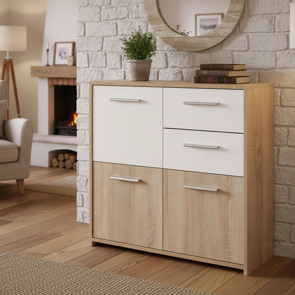 Madia Piglio, Credenza 2 Cassetti, 77x30x77h cm Bianco