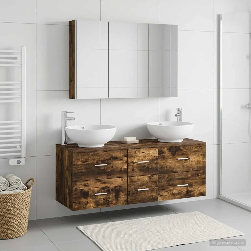 Set di mobili per il bagno 4 pcs Rovere Fumo 3406987